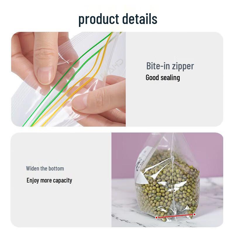 CHAHUA Double-Ribbed Freezer Food Storage Bags