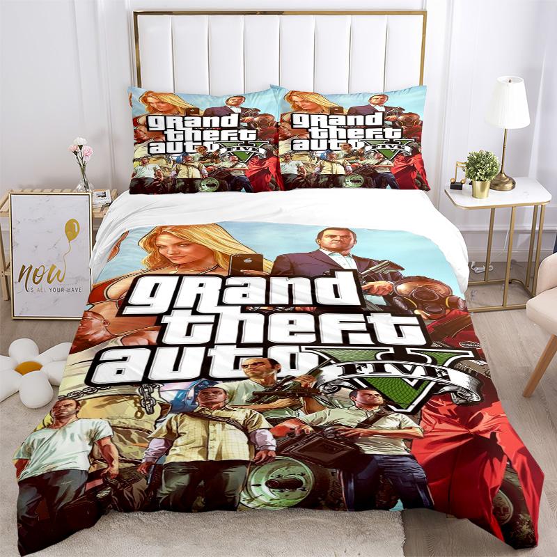 Gta V Cover Bedding 3 Piece Set Hd Print Duvet Cover Pillowcases For Teens Adult Bedroom Decoration Christmas Gift C9211662
