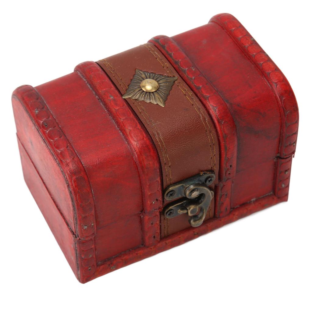 Vintage Wooden Storage Box Flip Open Type Jewelry Hold Case Desktop Decor for Earring Coins Small