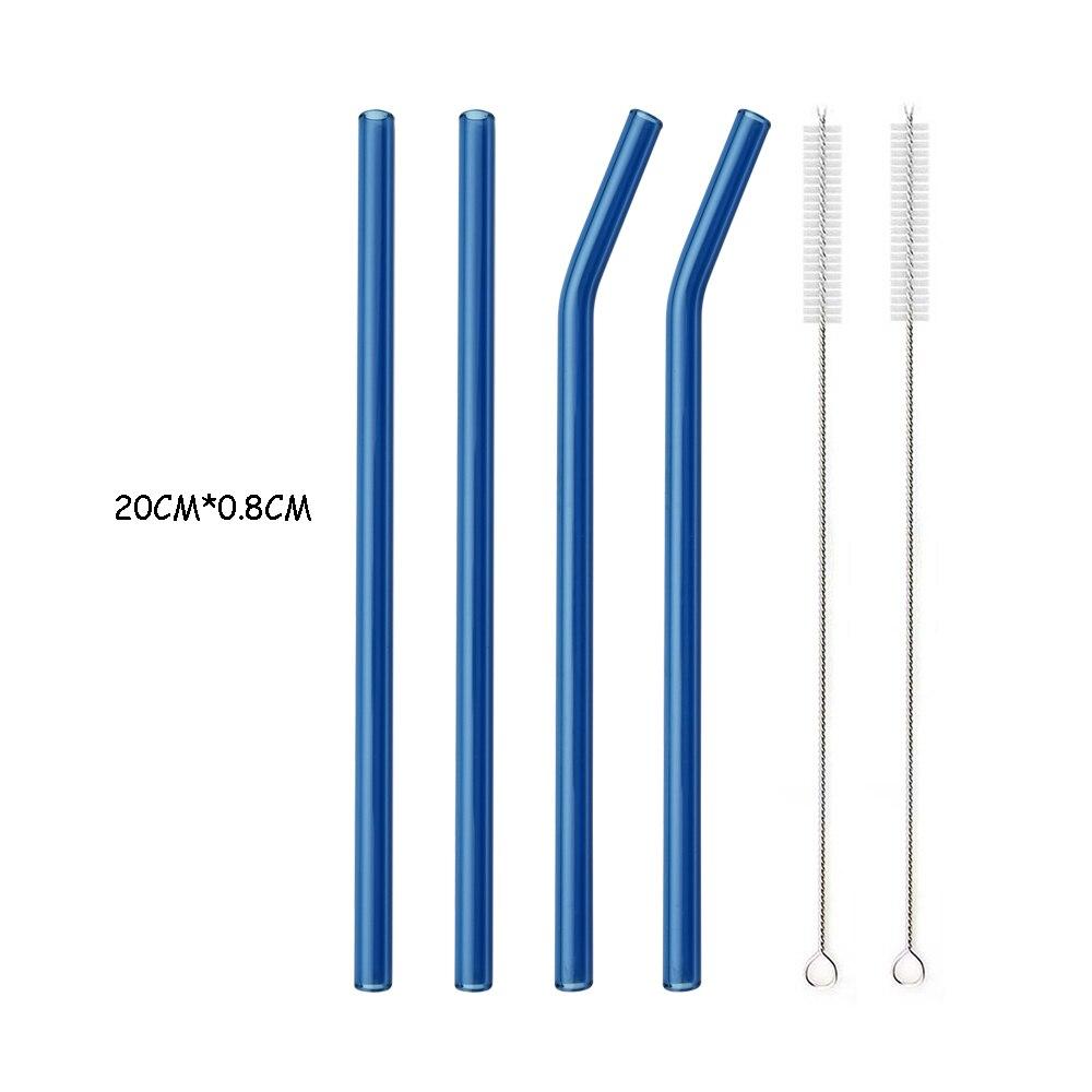 Ekologické brčko s vysokým obsahem borosilikátového skla Barevná opakovaně použitelná brčka pro koktejly Smoothie Příslušenství ke koktejlovému baru s čisticím kartáčem