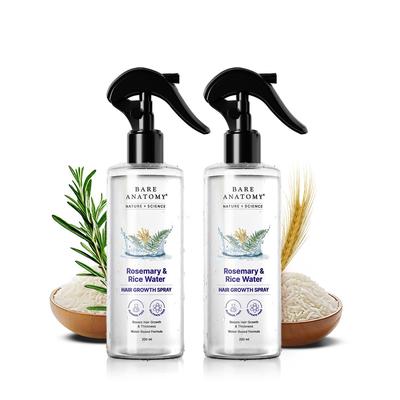 Bare Anatomy Nature X Science Rosemary Water Spray for Hair Growth & Hair Thickness with Rice Water | 100% Natural Extract | Soft & Smooth Hair | C