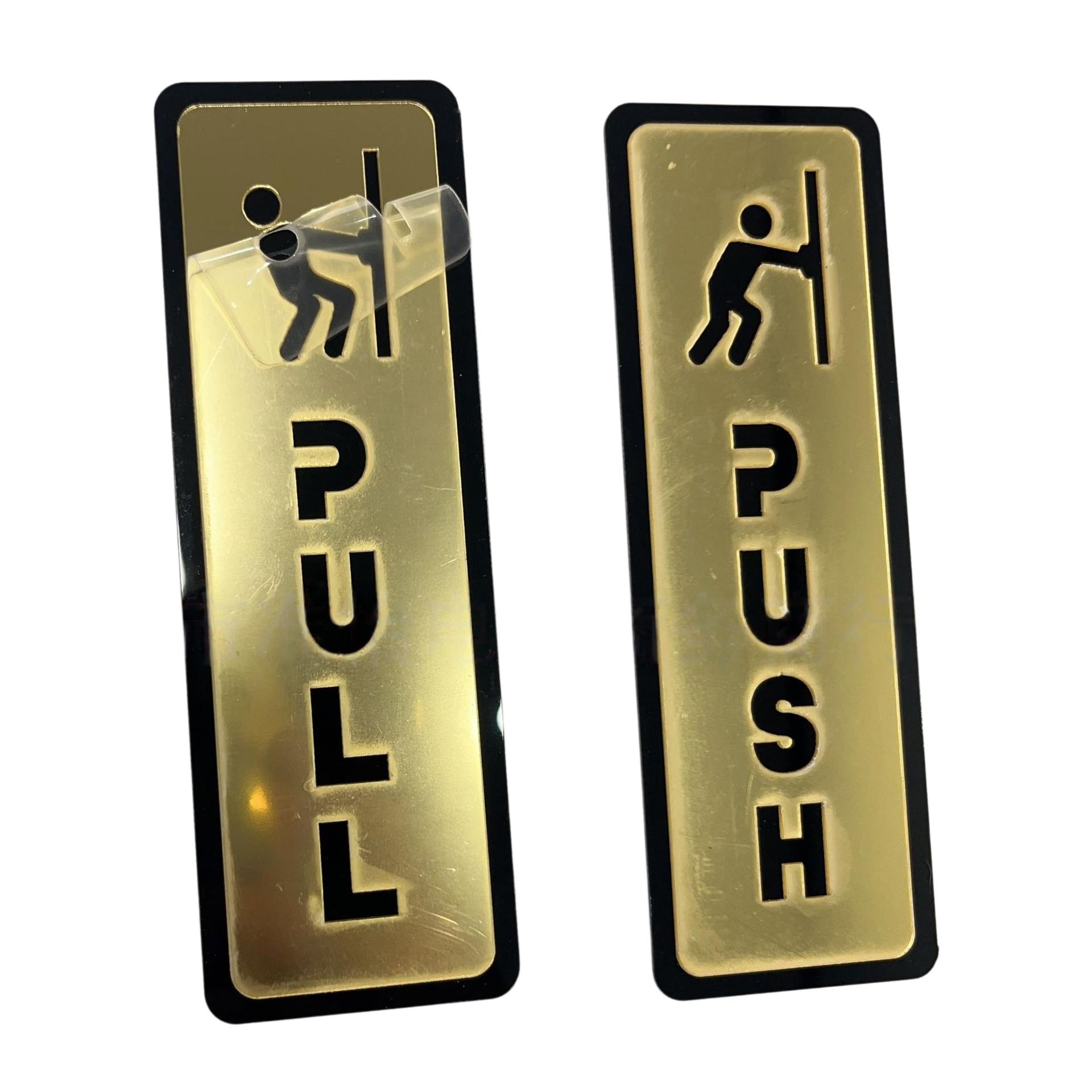 

2pcs/set Push & Pull Window Door Sticker Acrylic Sliding Door Logo Sticker Shop Hotel Business Cafe Sign Restaurant Pull Sticker 15x5cm