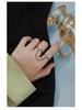 Banyan Tree S925 Silver Double Love Ring: Cold Style Open Index Finger & Chain Trend for Women