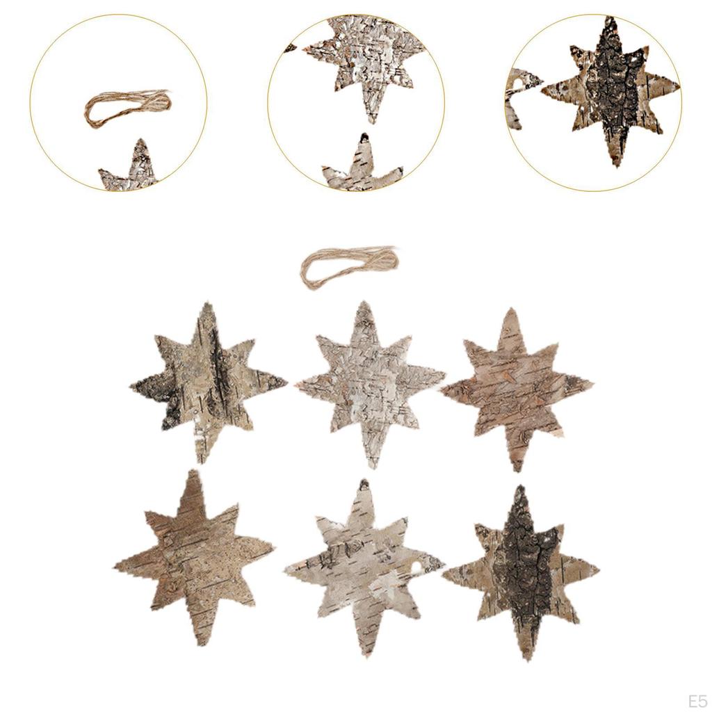 6 Pack Wooden Christmas Hanging Ornaments for Window Living Room Bedroom Farmhouse Decor