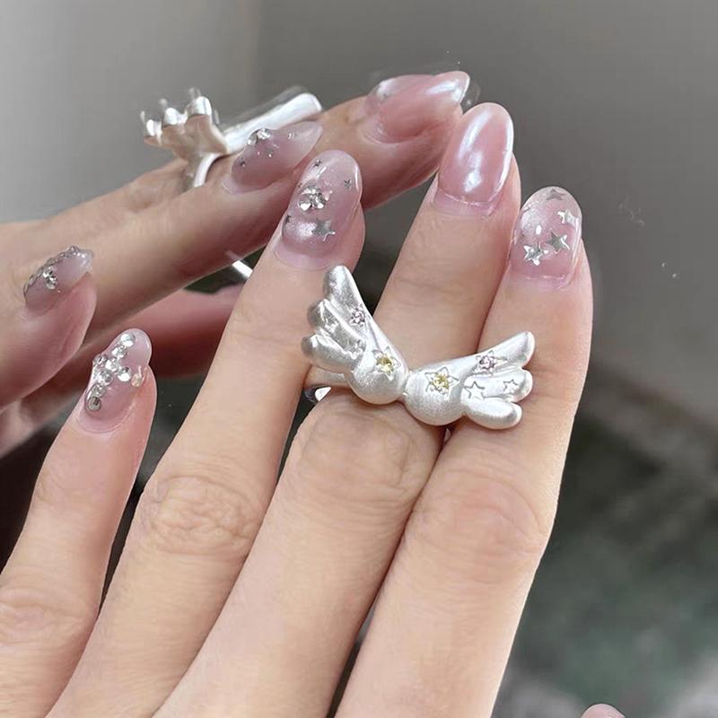 Sweet Cool Angel Wings Open Rings For Women Trendy Star Ring Jewelry