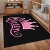 Non-Slip Carpet Pink Queen Crown Area Rug Washable Carpets for Living Room Bedroom Black Background Durable Floor Mat Home Rugs