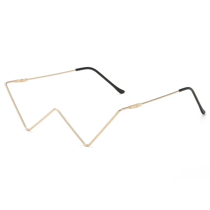 Rhinestone Metal No Lens Half Frame Glasses W Shaped Decorative Glasses Frames Sexy Diamond Eye Glasses Fashion Eyewear INS