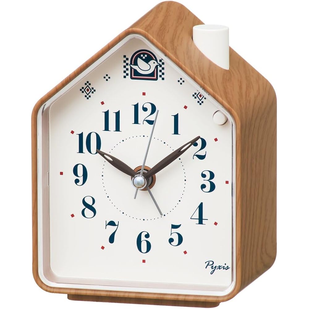 Seiko Clock Alarm Clock Table Clock Analog Brown Woodgrain 110×86×63mm PYXIS NR453B