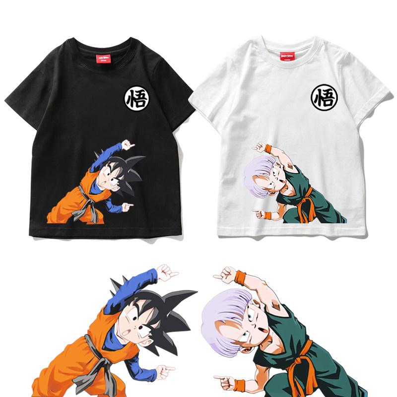 Boys, Girls and Adults Dragon Ball Goku Cartoon Short-sleeved T-shirt, Japanese Anime Fusion Children's Printed Trendy Top