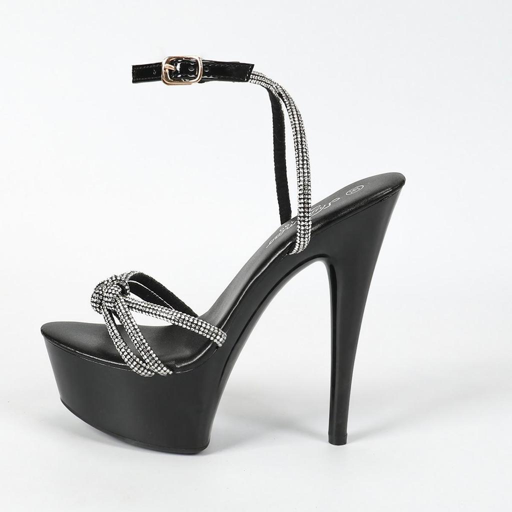 Women's 15cm Heel High Sandals Red Slim Heel Crystal Slim Heel Transparent Car Model Rhinestone Music Festival LFD-8661-B6