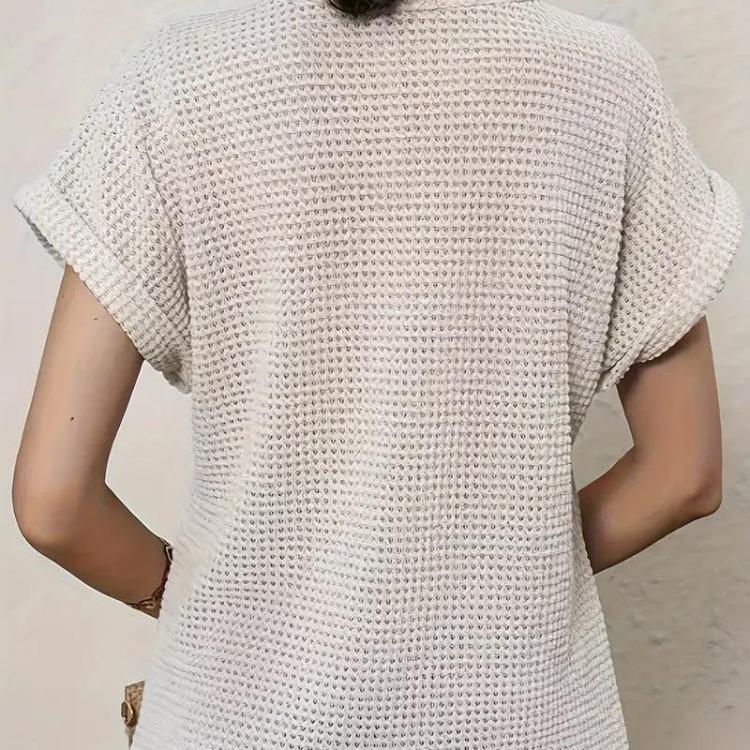 Women Casual Summer Short Sleeve Crew Neck Lace Splicing Top Tshirt