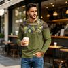 Maglietta da uomo a maniche lunghe raglan con scollo casual per l'uso quotidiano