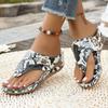 Women's Floral Print Flip Flops Wedge Heel Thong Sandals Casual Summer Beach Slippers Plus Size 43