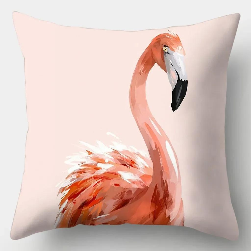 Tropical Flamingo Pillowcase 45cmX45cm Square Sofa Pillow Cover Soft Cushion Cover