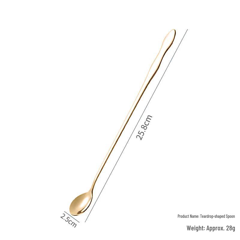 QW Long Handle Gold Stainless Steel Coffee & Dessert Spoon