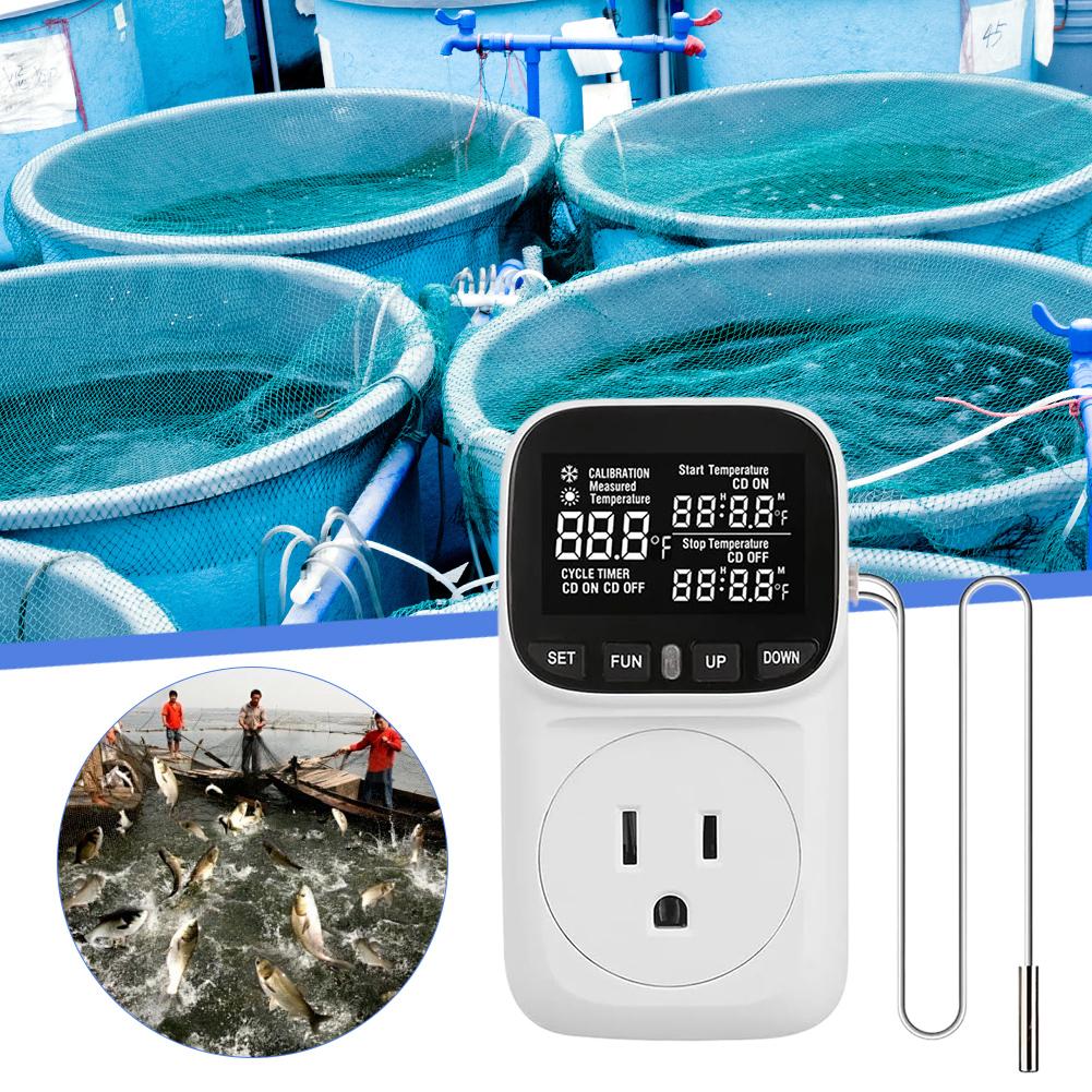 Digital Display Smart Thermostat Fish Tank Touch Screen Regulation Socket Temperature For Pet A C2A2