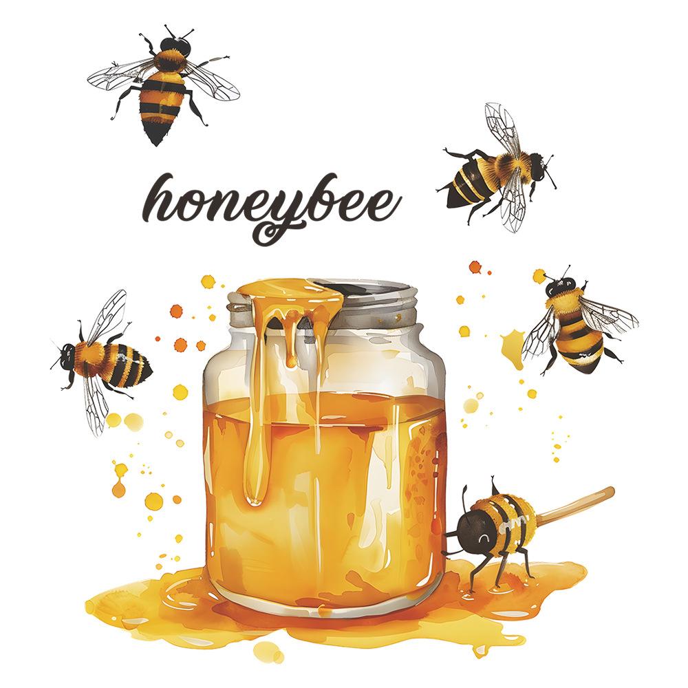 Fun-f155 Biehonning Glasskrukke Kjøkken Spisestue Hjemmedekor Veggklistremerke Selvklebende