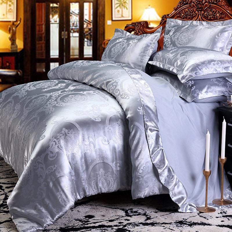European Silk Cotton Jacquard Wedding Bedding Set - Four-Piece Duvet Cover Gift
