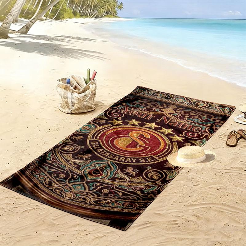 Galatasaray S Custom Name Print Beach Towel, Large Soft Quick Dry Towel for Beach Camping Swimming