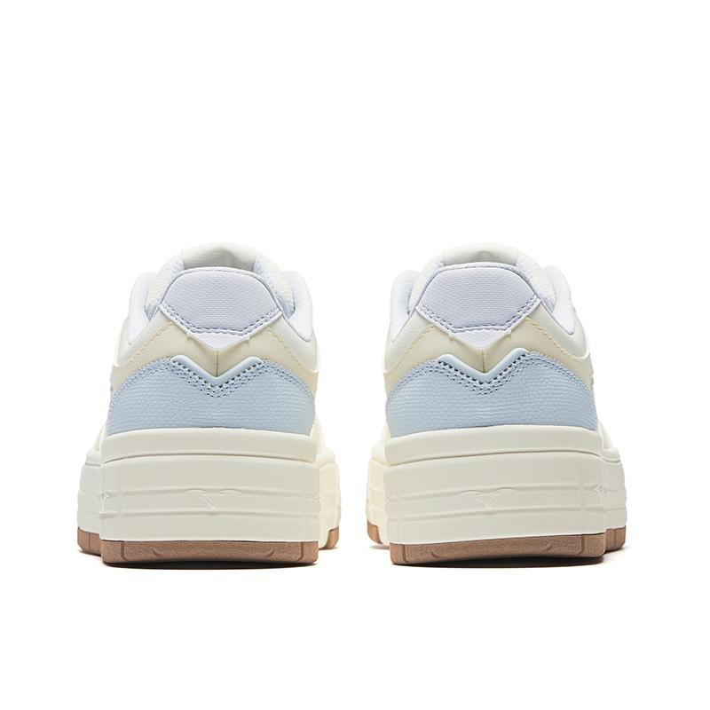 Anta Bright Moon Synthetic Leather Low Top Skateboard Shoes Women's White Ice Blue 122548032-3