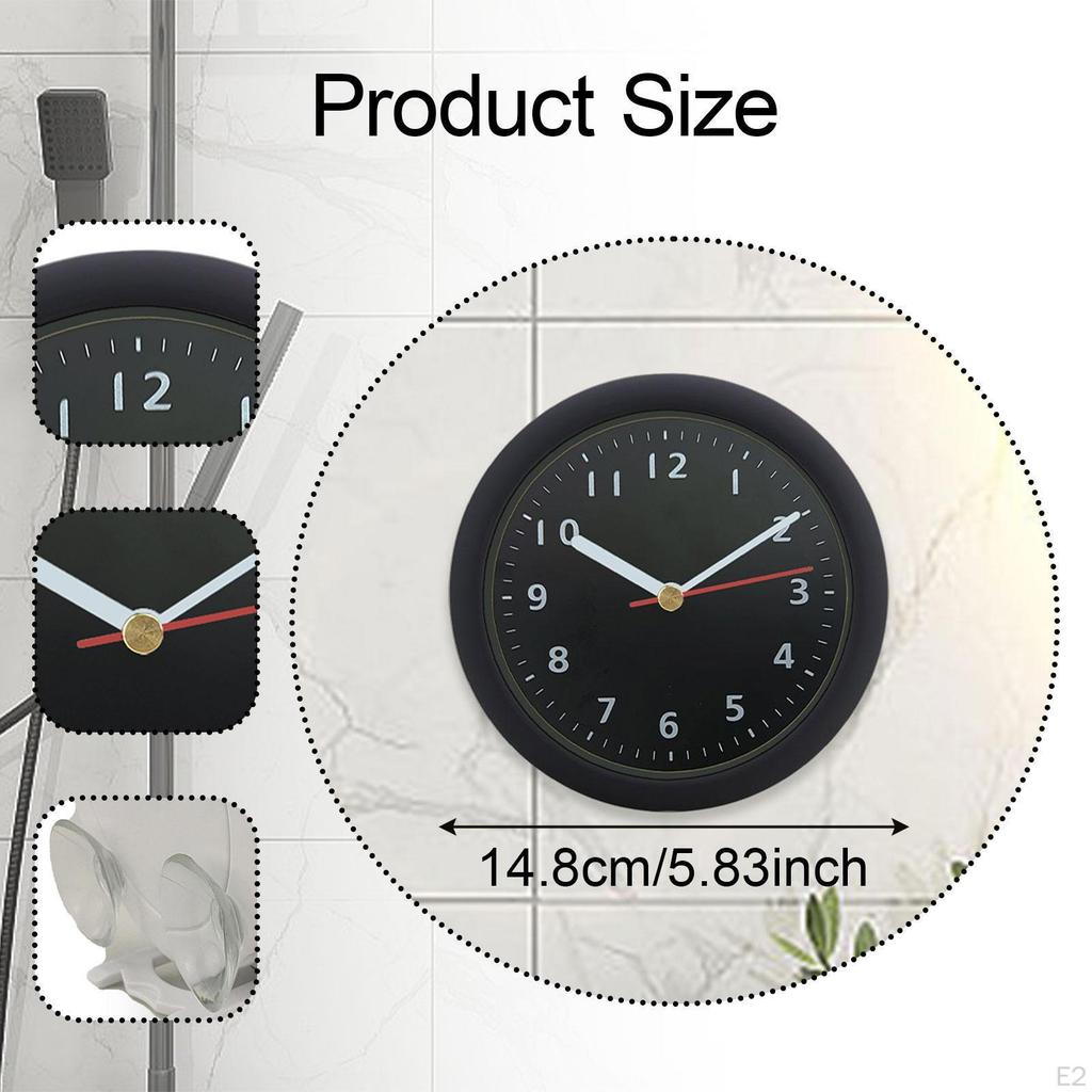 15cm Round Modern Decorative Wall Clock Waterproof Silent Non Ticking for Bedroom Hallway Kitchen