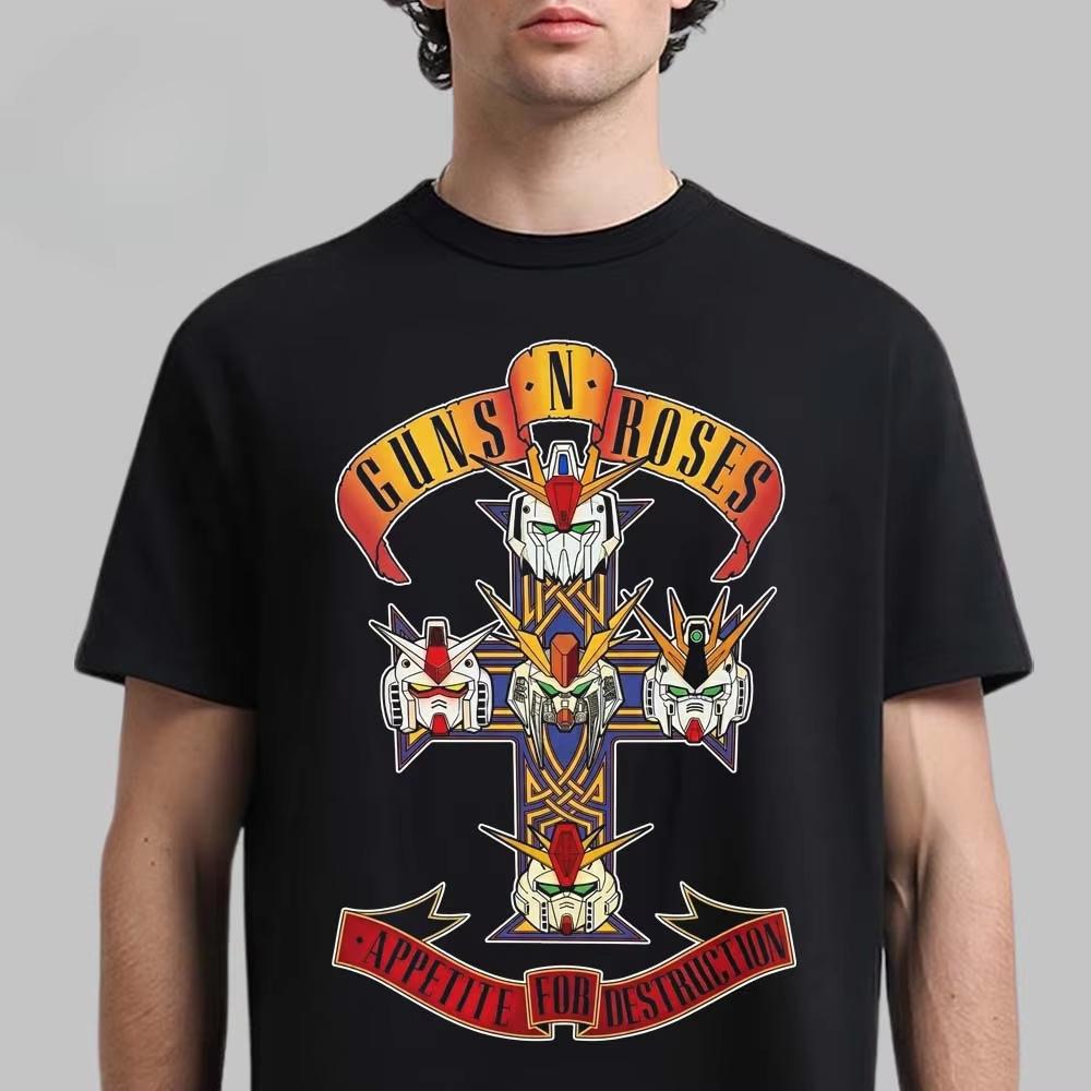 2026 Summer Guns N Roses pure Cotton Band Shirt Unisex Summer Short Sleeve Fashion Brand Tee Luxury Casual Vintage Tshirt