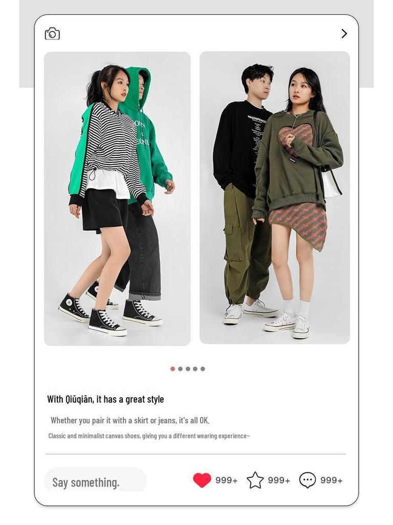 1970s Retro Canvas High-Top Shoes - Unisex, Versatile, Classic for Women and Men Spring 2025