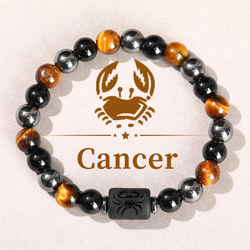 12 Zodiac Signs Natural Stone Bracelets Leo Capricorn Taurus Cancer Bracelets Girl Men Couple Friendship Jewelry Gift Bracelets FashionColor