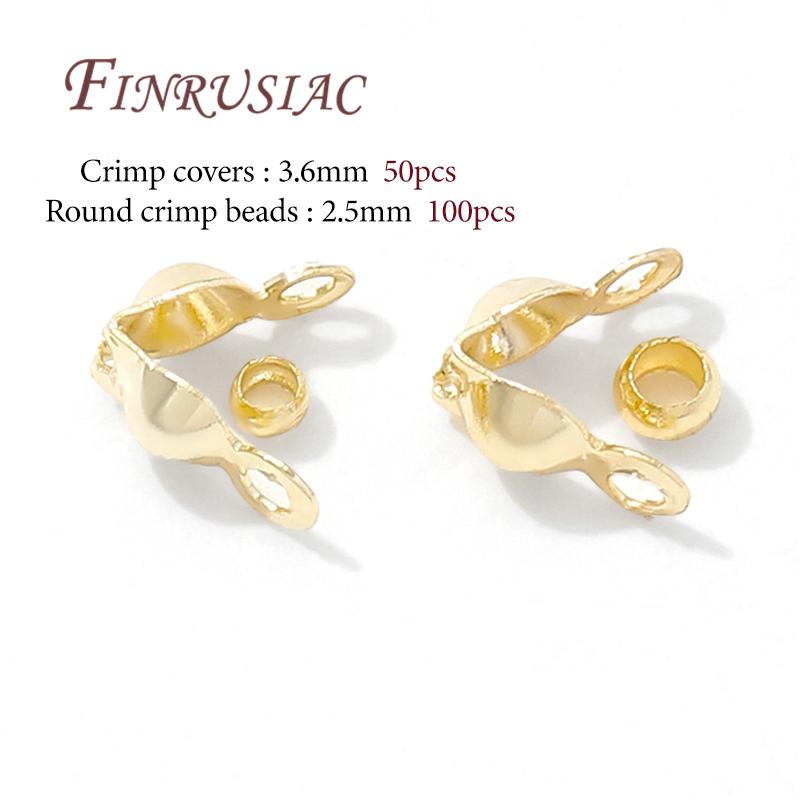 100pcs/lot 18K Gold Plated Connector Clasps Crimps Beads For Bracelets Necklace DIY Jewelry Making Supplies,Crimps Cover