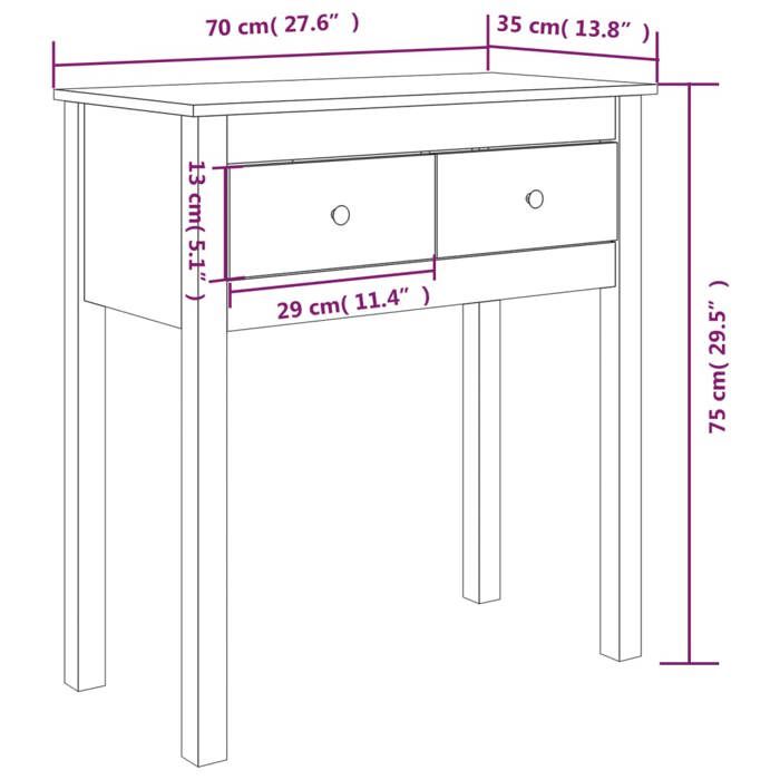 VidaXL Table console 70x35x75 cm Bois massif de pin 814609