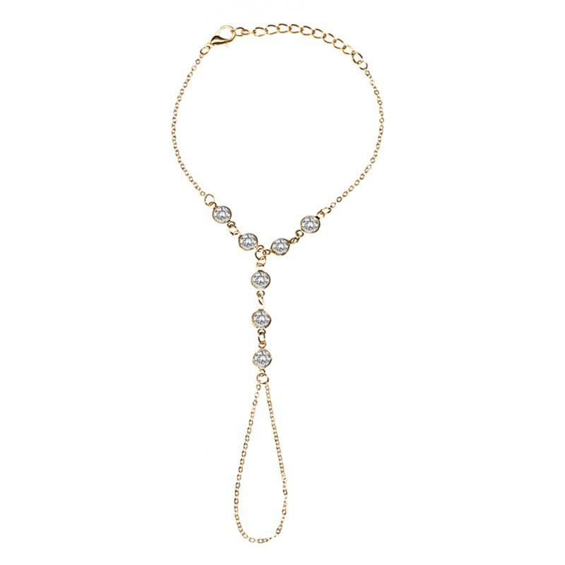 Bohemian Retro Crystal Inlaid Ladies Versatile Temperament Models Directly from the Manufacturer Crystal Beaded Finger Bracelet