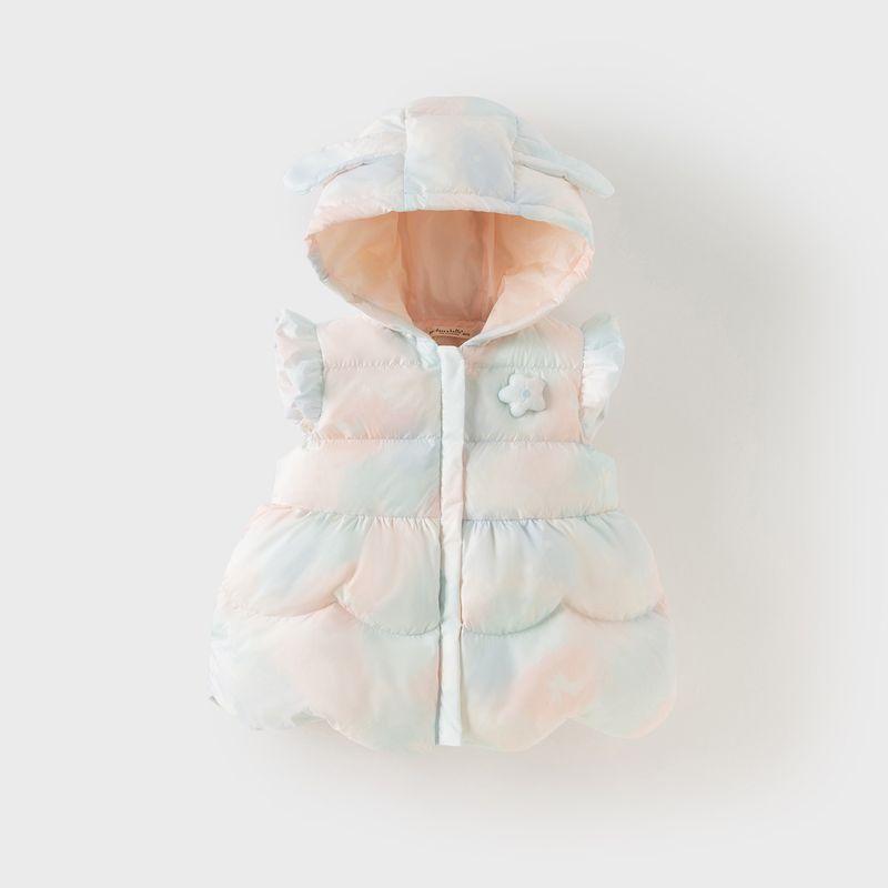 [Antibacterial down] David Bella Children s down Vest 2026 Winter New Girls  Hooded Waterproof Gradient Vest Gradient Printing [Ready in Stock] 110
