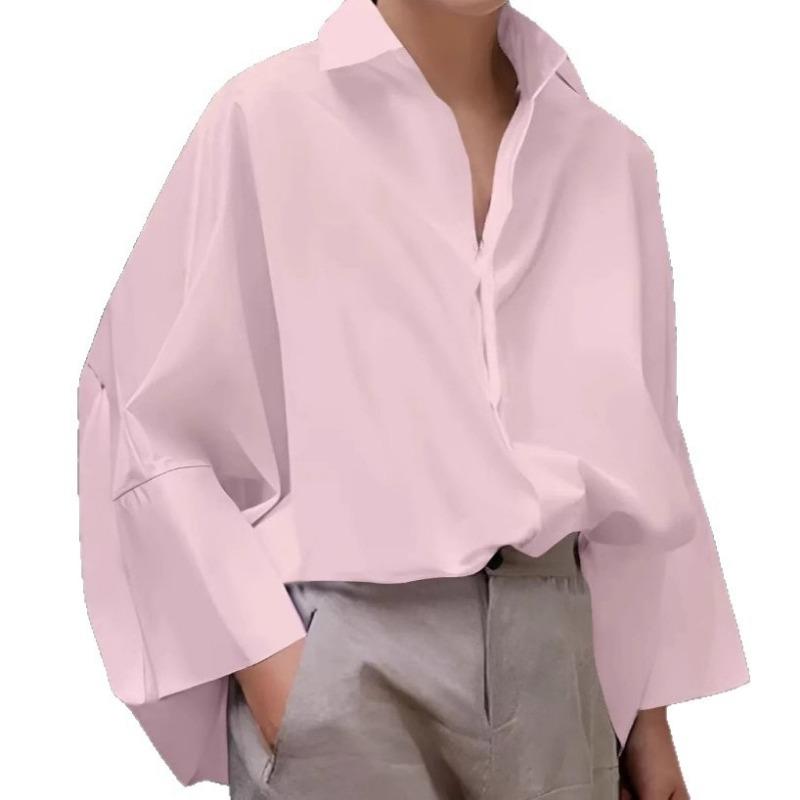 Women S Casual Solid Color Loose Fit Open Front Shirt