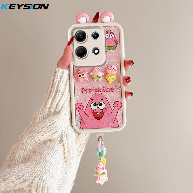 KEYSION Cute Ear 3D Cartoon Case for Infinix Note 30 with Bracelet Soft Silicone Shockproof Phone Cover for Infinix Note 30 5G