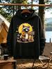 Men'S Black Pullover Hoodie Loose Street Style Kangaroo Pocket Cute Angel Raccoon Print Loose Fit. Sweet Casual Gift. Outdoor Spor