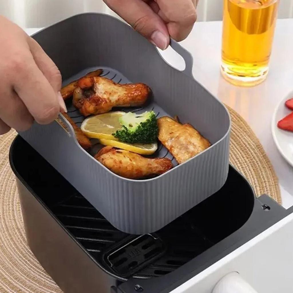 Fryer Silicone Baking Tray, Round, Reusable, Lined With Non Stick, Heat-resistant Silicone Pot Pad