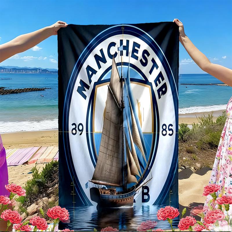 Manchester City FC Print Strandtuch, Vielseitiges Leichtes Saugfähiges Strandtuch für Pool Surfen Yoga Badezimmer, Perfektes Geburtstags-Urlaubsgeschenk