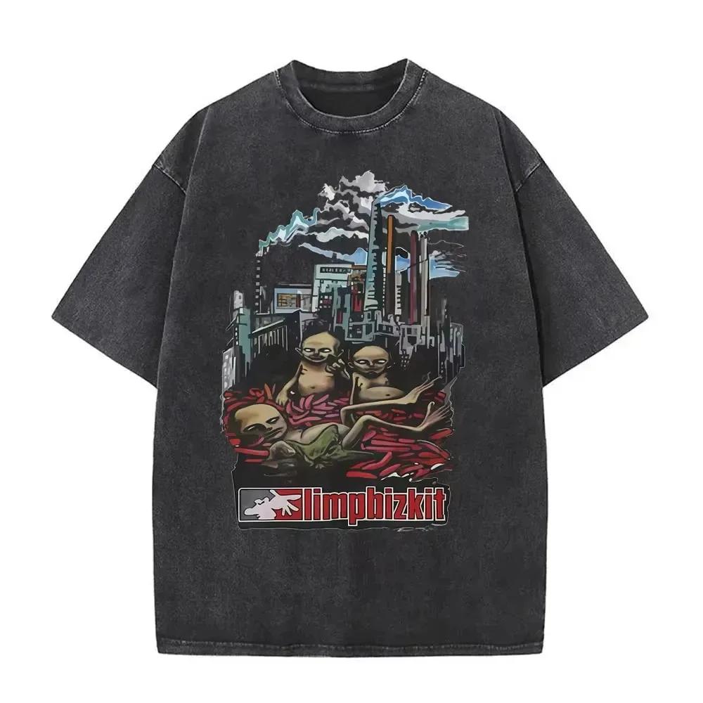 Rocková Kapela Limp Classic Album Plakát Bizkit Grafický Potisk Tričko Pánské Dámské Prané Vintage Streetwear Hip Hop Ležérní Oversize Tričko
