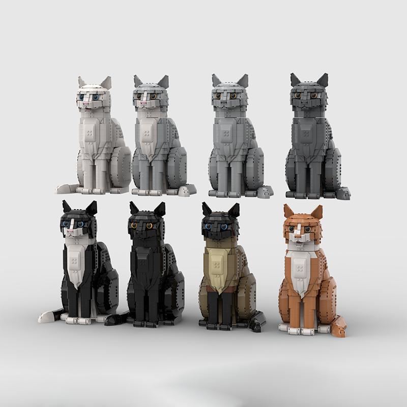 2026 New Ideas Orange Cat Tuxedo Cat Animal Model Building Blocks Assemble Cute Cartoon Bricks Puzzle Toys For Children Gifts