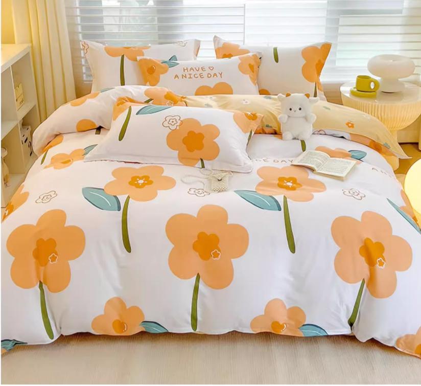 

100% хлопок мультяшный цветочный комплект постельного белья пододеяльник + 2 наволочки детский женский двухместный односпальный XL двуспальный двуспальный двуспальный полноразмерный постельное белье FR-140X200 3pcs
