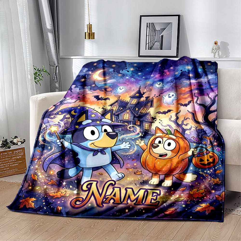 Halloween Night Adventure Customize Text Blanket Gift Customizable Blanket Soft & Cozy Great for Seaside Sofa Picnics Office Chair