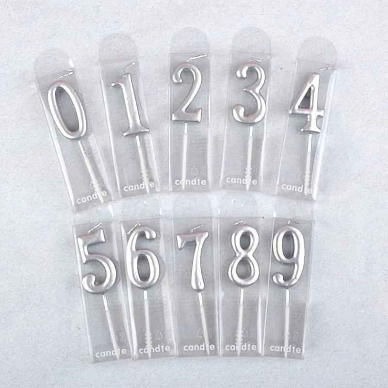 Cake Candles Silver Number 0-9 Birthday Smokeless Candles Festive Party Decor Birthday Party Cake Decoration Number Candles Girl