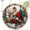1pc Santa Claus Christmas Stained Glass Door Hanger Window Hanging Pendant Suncatcher Window Decor, Novelty Home Decor, Perfect Durable for Bedroom
