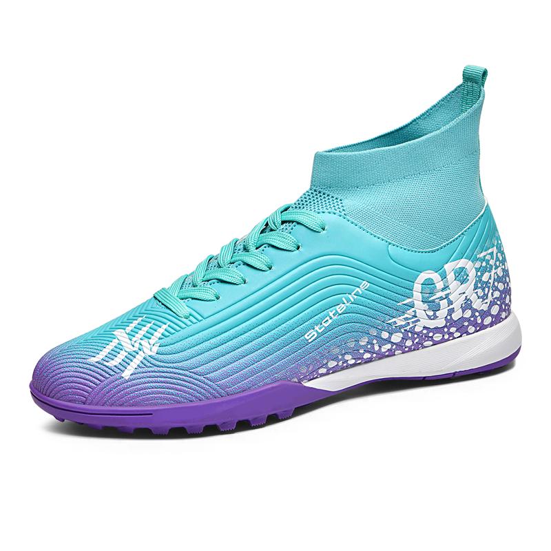 Mens Soccer Shoes High Top Athletic Professional Outdoor Field Training Football Shoes Grass Futsal Court Football Boot for Men