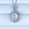 Natural Ice Chalcedony Pendant Women's Jadeite Inlaid Gemstone Transparent White Jade Pendant Agate Necklace Hanging Pendant