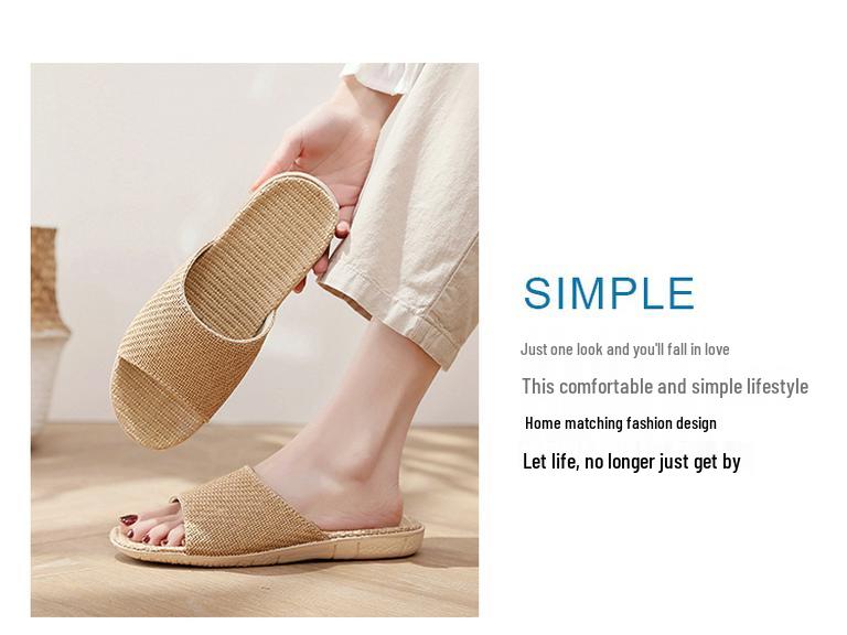 Four Seasons Unisex Breathable Linen Slippers - Sweat-Absorbent, Odorless, Silent On Wood Floors
