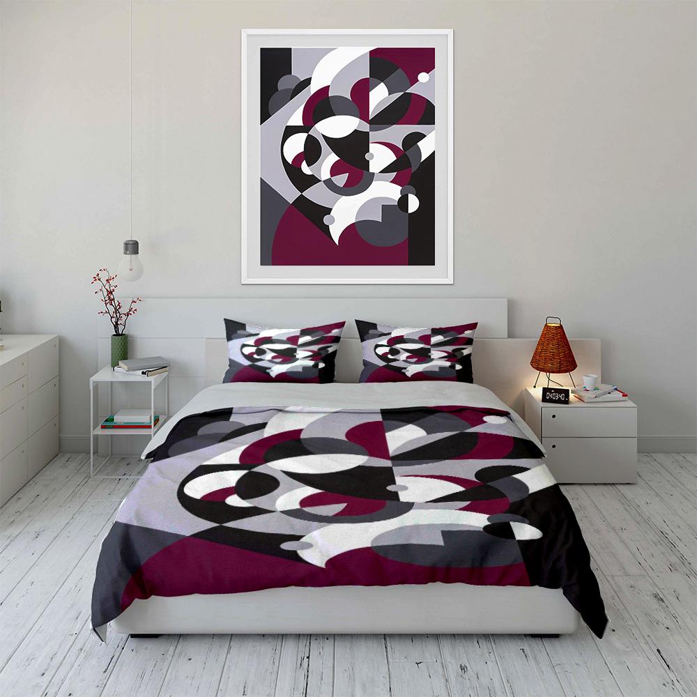 Geometric Abstract Circle Print Bedding Set Bedding Set (1 Duvet Cover, 2 Pillowcases, Duvet Not Included)