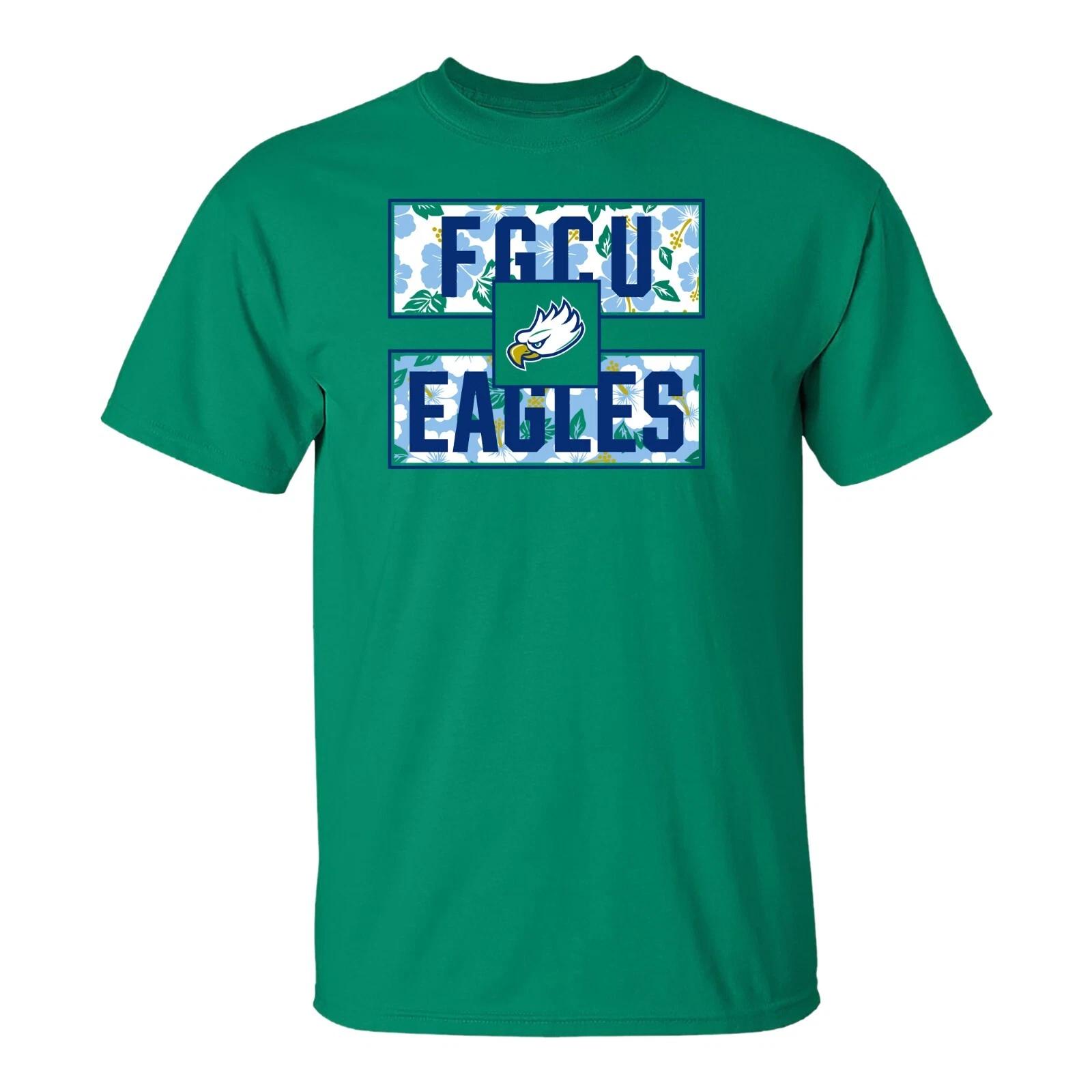 Florida Gulf Coast Hibiscus Pattern Blocks T Shirt - Kelly Green S