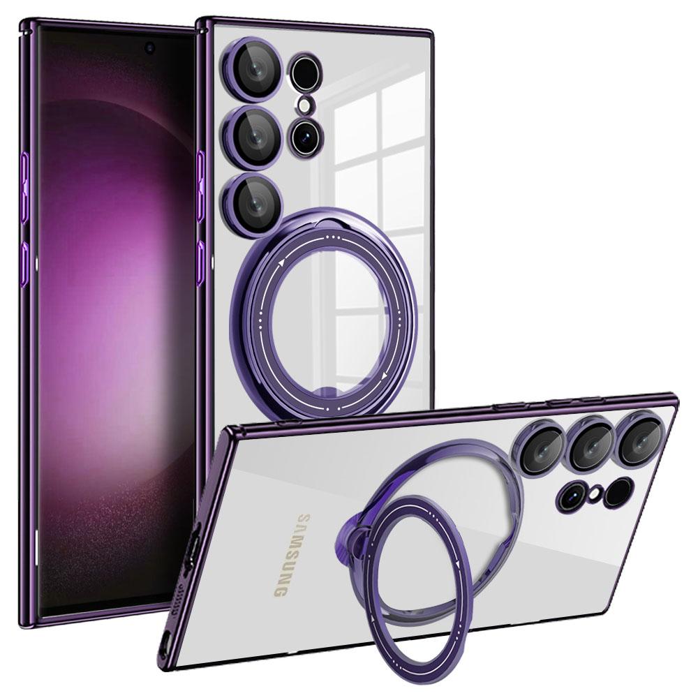 For Samsung Galaxy S24 Ultra Case Kickstand PC+TPU Magnetic Phone Cover