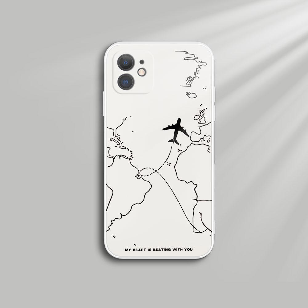 Travel-nspired Airplane Route Design Phone Case For iPhone 15 Pro Max 14 13 12 11 16 XS X XR 7 8 Plus SE Shockproof Soft Cover